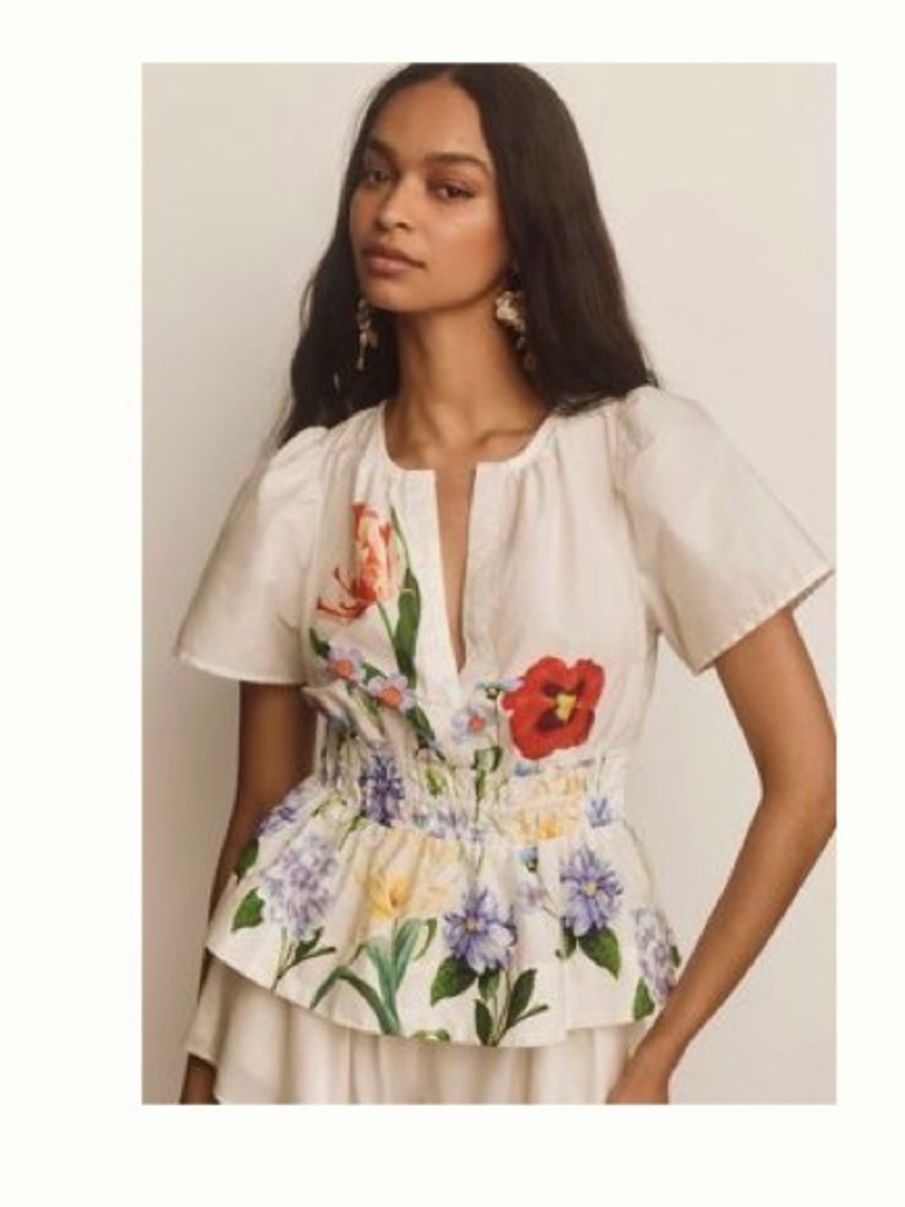 Anthropologie Somerset Floral Peplum Blouse Top XS